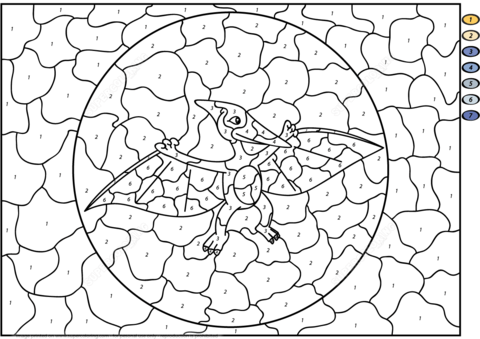 Pterodactyl Color By Number Coloring Page